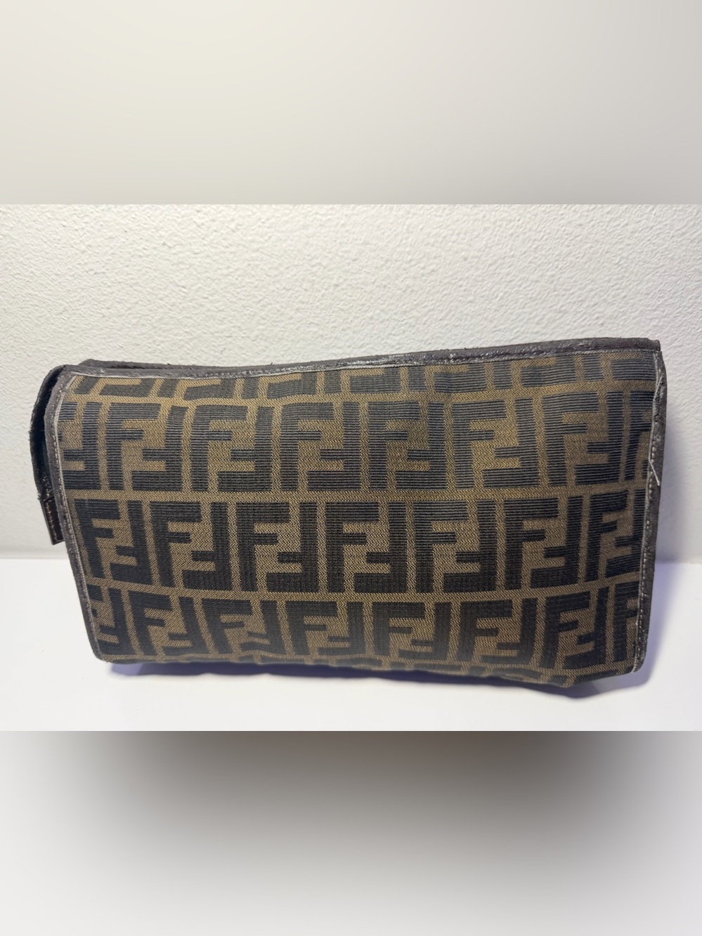 Fendi Brown Monogram Canvas Clutch with Dark Brown Trim (Fair) - Picture 2 of 16